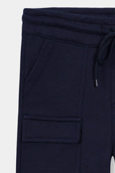 Boys Dark Blue Six Pocket Cargo Shorts(Knee Length)